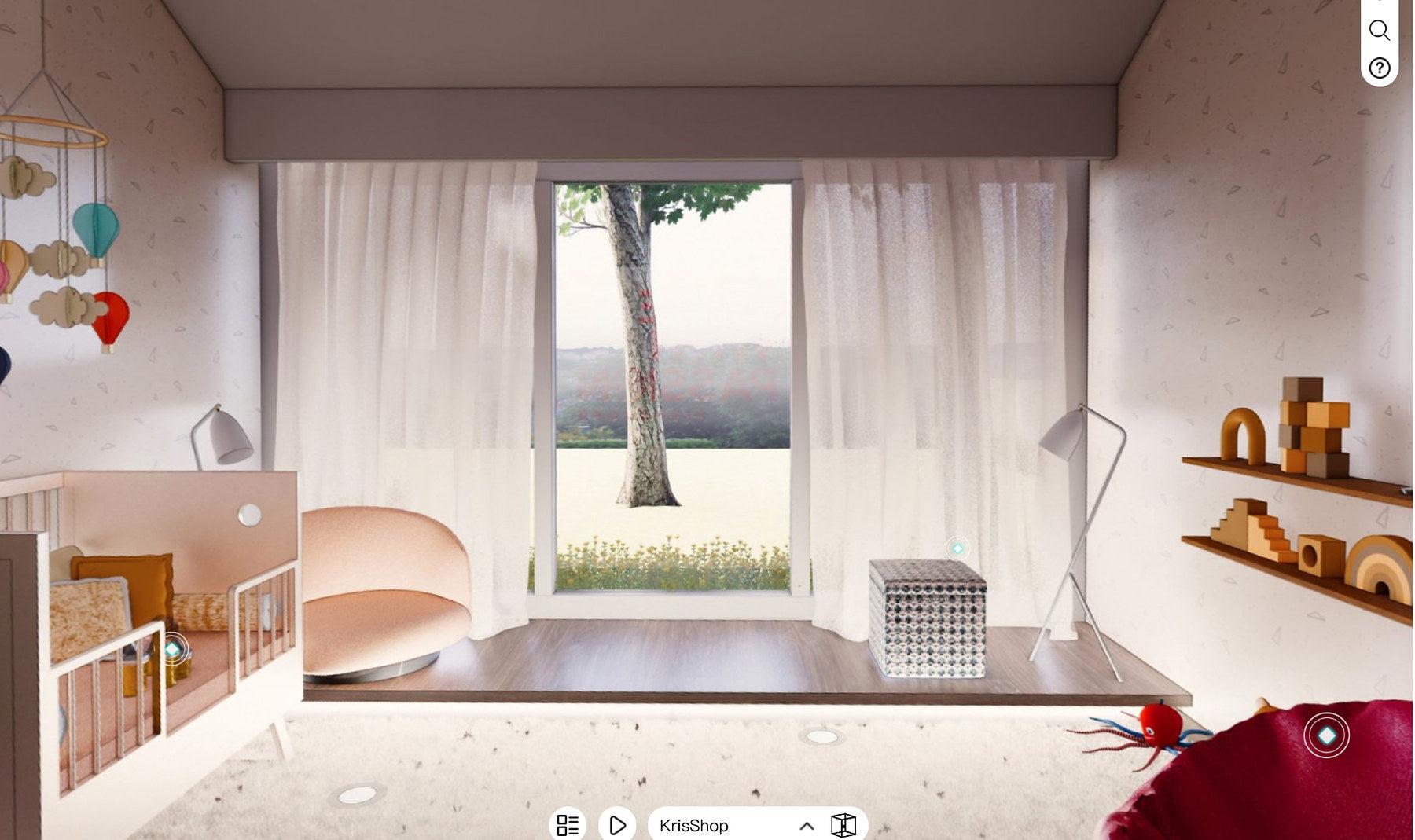 Danovel furniture visualised in a children's room using KrisShop augmented reality