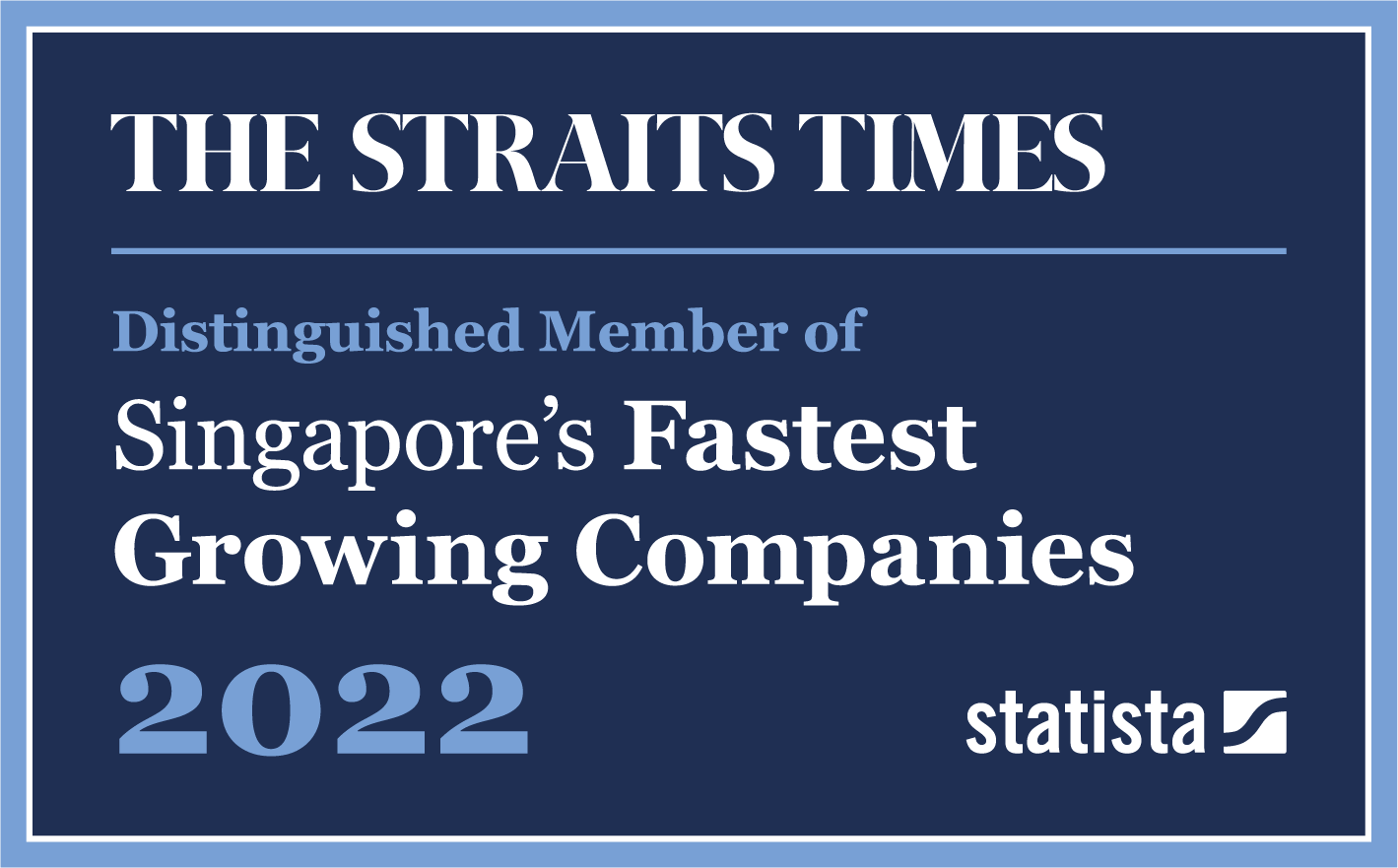 The Straits Times Singapore's Fastest-Growing Companies 2022 distinction